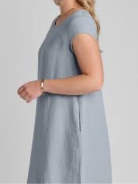 Kenar Linen Blend Midi Dress Size M Lilac Loose Fit Summer Vacation Ptp 20.5”